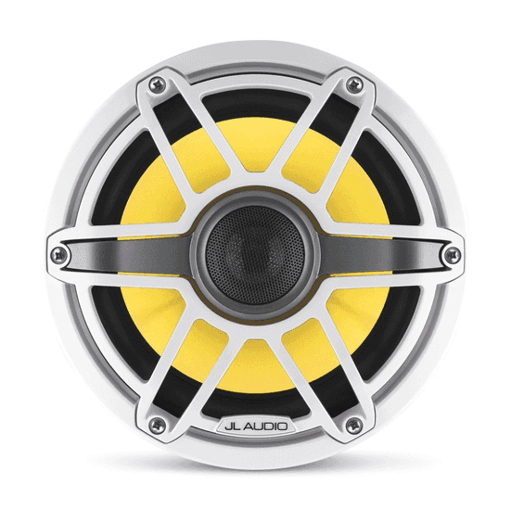 JL Audio M6-880X-S-GwGw-i 8.8in Marine Coaxial Speakers with Transflective LED Lighting Gloss White Trim Ring/Sport Grille JL Audio M6-880X-S-GwGw-i 8.8in Marine Coaxial Speakers with Transflective LED Lighting Gloss White Trim Ring/Sport Grille