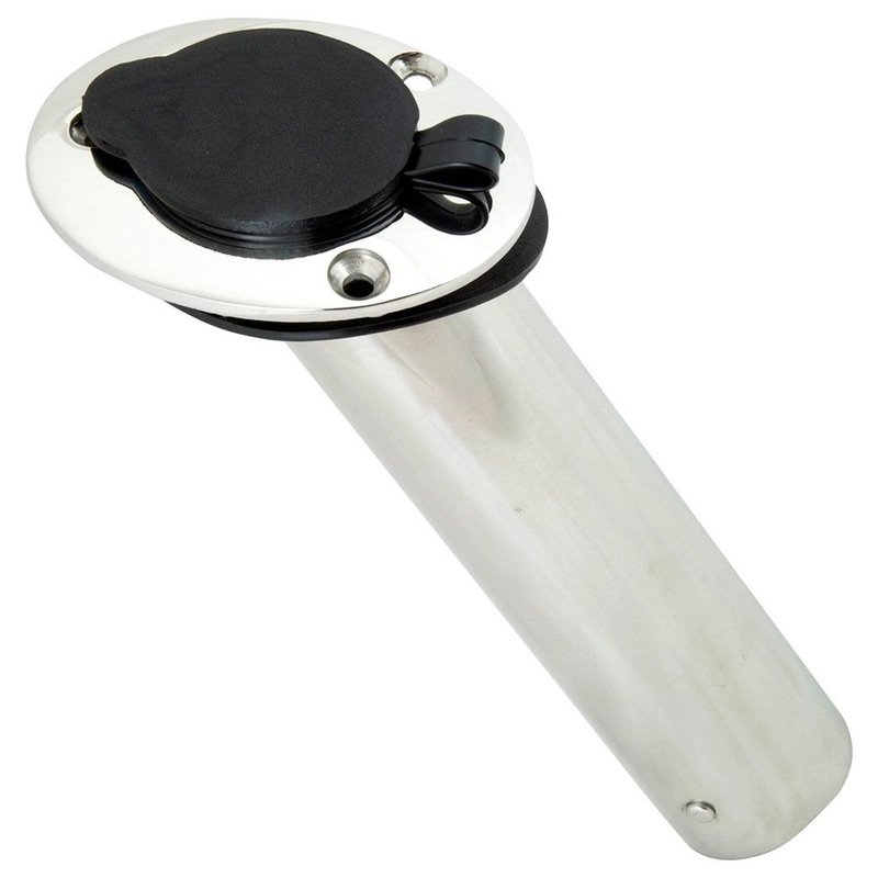 Homer 316 Stainless Steel Flush Mount Rod Holder 30-Degree - Black Cap