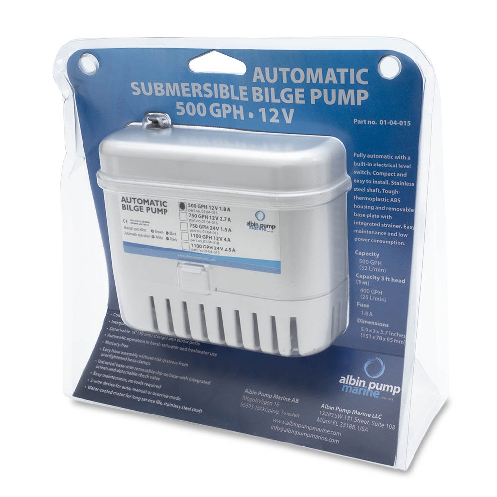 Albin Pump Marine Automatic Bilge Pump 500GPH 12V