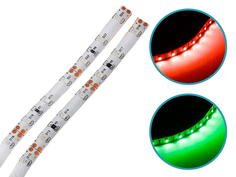 Flexible LED Soft Strip Lights 12v 30cm Green and Red Set