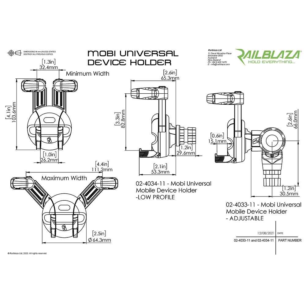 RAILBLAZA Mobi Adjustable Phone Holder