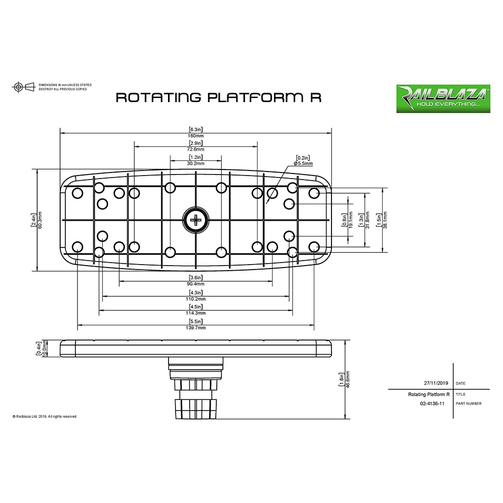 RAILBLAZA Rotating Platform R for Fishfinders