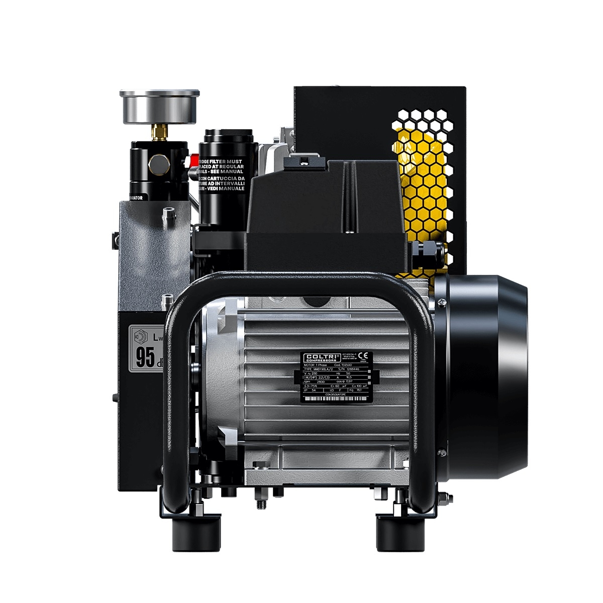Coltri Icon LSE 100 Electric Motor Portable Dive Compressor Three Phase 400V 50Hz Black