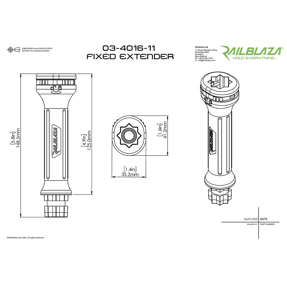 RAILBLAZA Fixed Extender 150mm