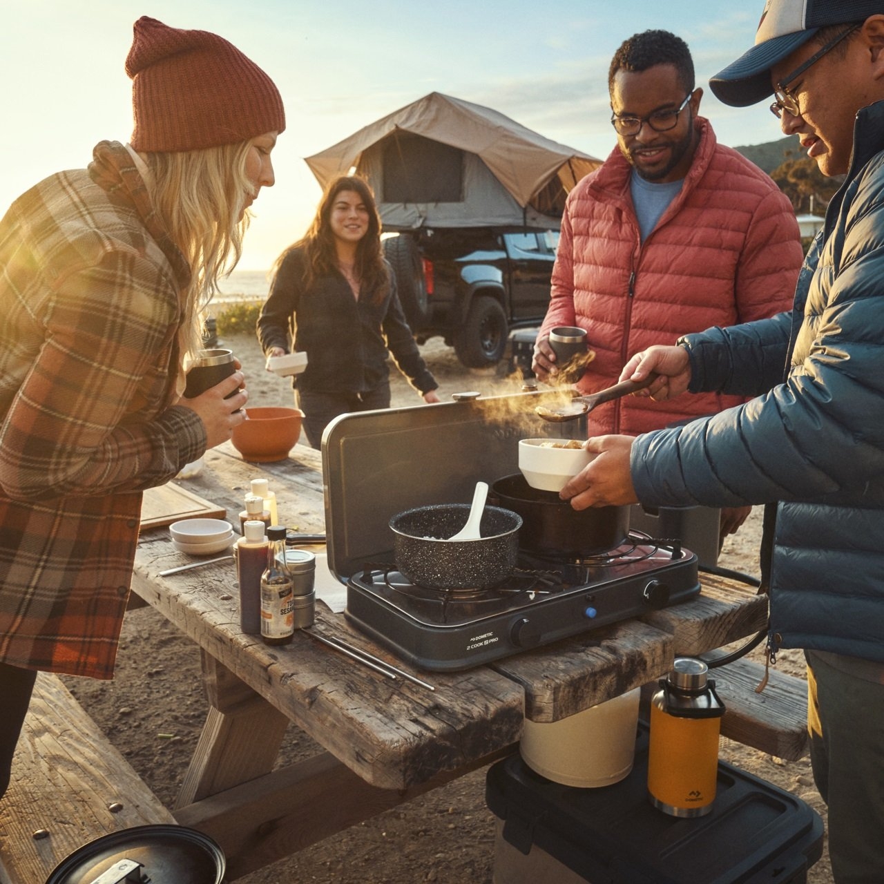 Dometic 2 Cook 3 Pro Deluxe 2 Burner Gas Stove with Hot and Grill Plates