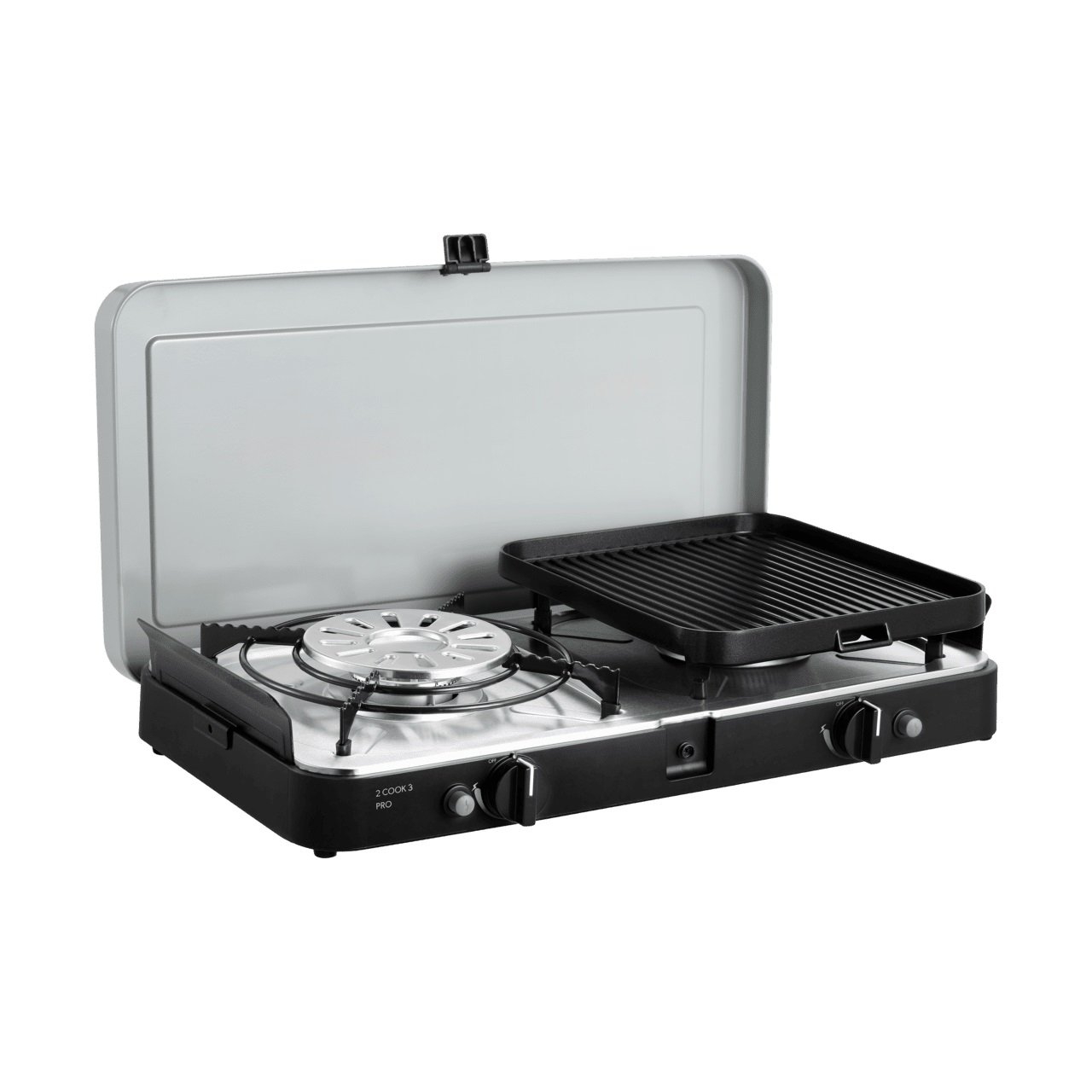Dometic 2 Cook 3 Pro Deluxe 2 Burner Gas Stove with Hot and Grill Plates - Returned Unit