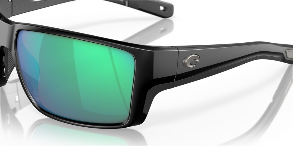 Costa Reefton Pro Polarised Sunglasses Matte Black Frame Green Mirror Lens