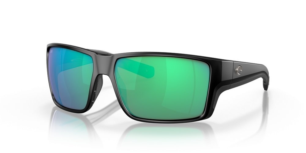 Costa Reefton Pro Polarised Sunglasses Matte Black Frame Green Mirror Lens
