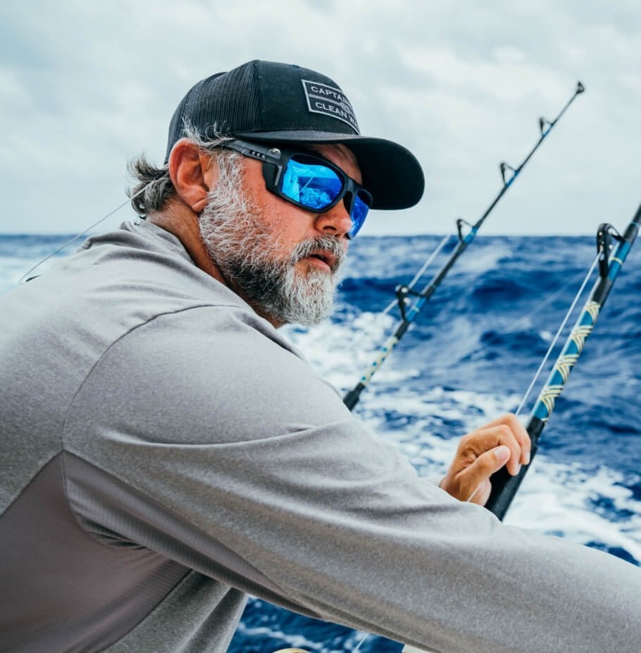 Costa King Tide 8 Polarised Sunglasses Black Pearl Frame Blue Mirror Lens