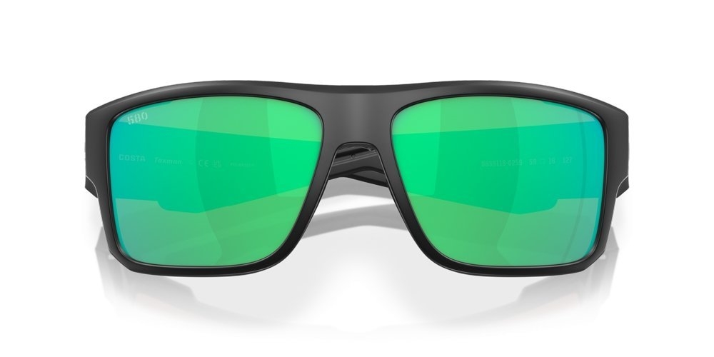 Costa Taxman Polarised Sunglasses Matte Black Frame Green Mirror Lens