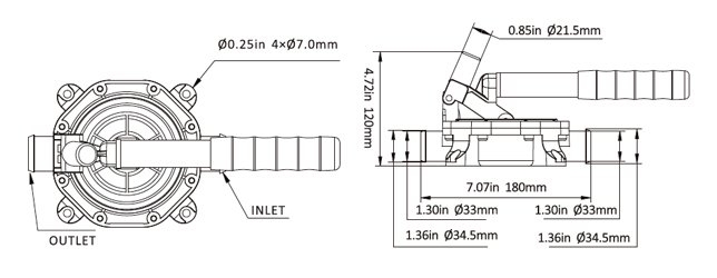 Seaflo Manual Bilge Pump Aluminium Handle 720GPH