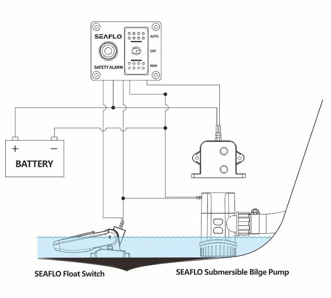 Seaflo Bilge Electronic Sensor Water Level Alarm with Control Switch 24V