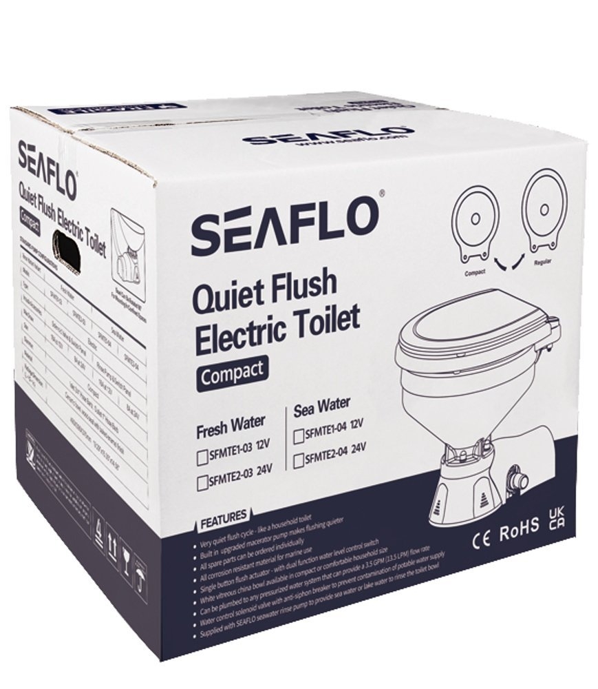 Seaflo Quiet Flush Electric Freshwater Marine Toilet 12V