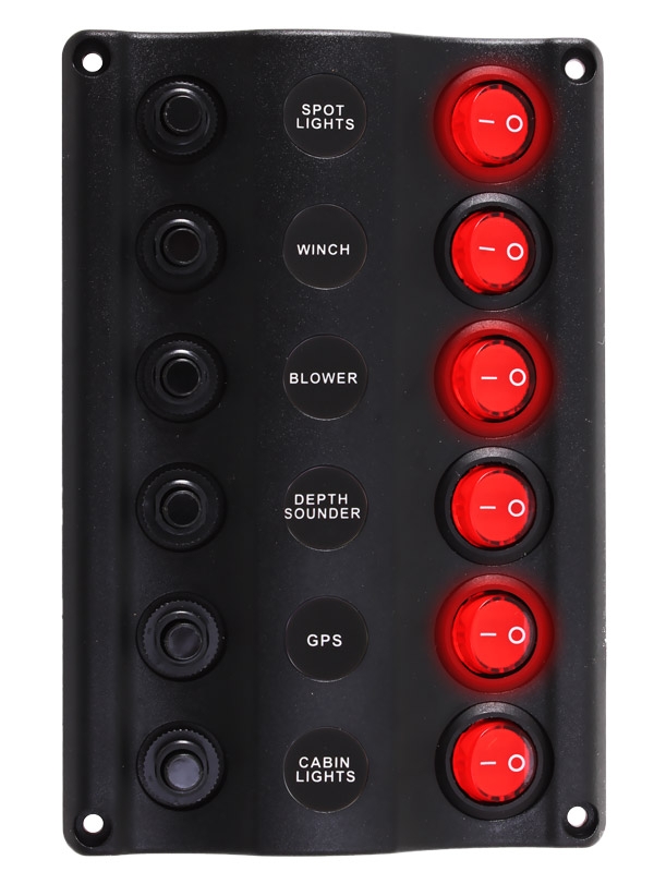 Wave LED 6-Way Switch Panel with Built-In Fuses