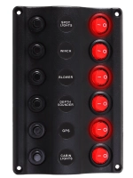 Wave LED 6-Way Switch Panel with Built-In Fuses Thumbnail Wave LED 6-Way Switch Panel with Built-In Fuses