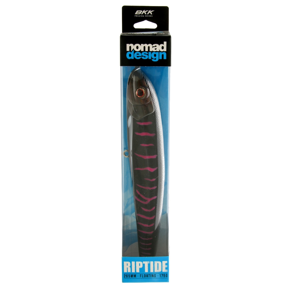 Nomad Design Riptide Floating Stickbait Lure 265mm Black Pink Mackerel