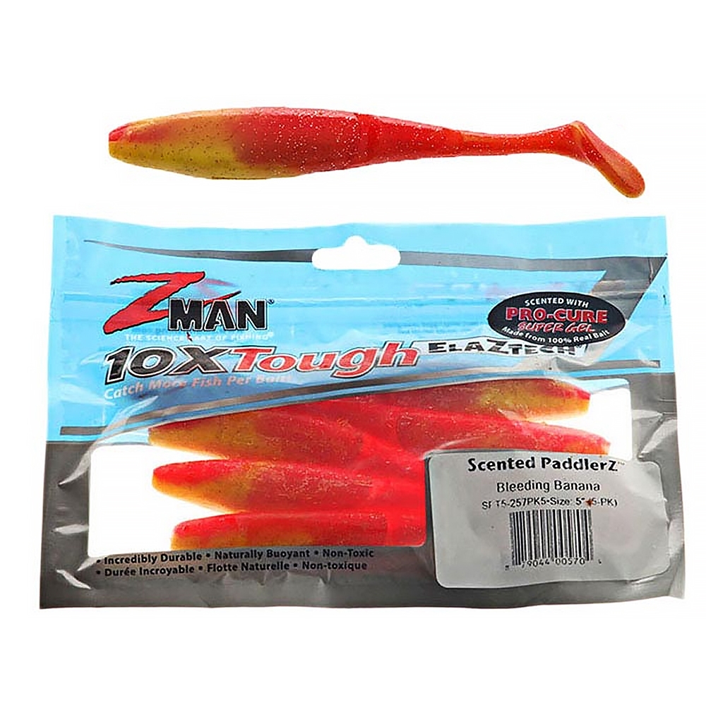 Z-Man Jerk ShadZ Scented Soft Bait 5in / 12.7cm Qty 5 Bleeding Banana