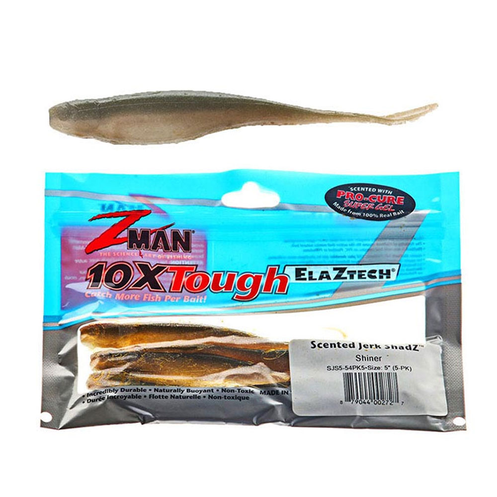 Z-Man Jerk ShadZ Scented Soft Bait 5in / 12.7cm Qty 5 Shiner