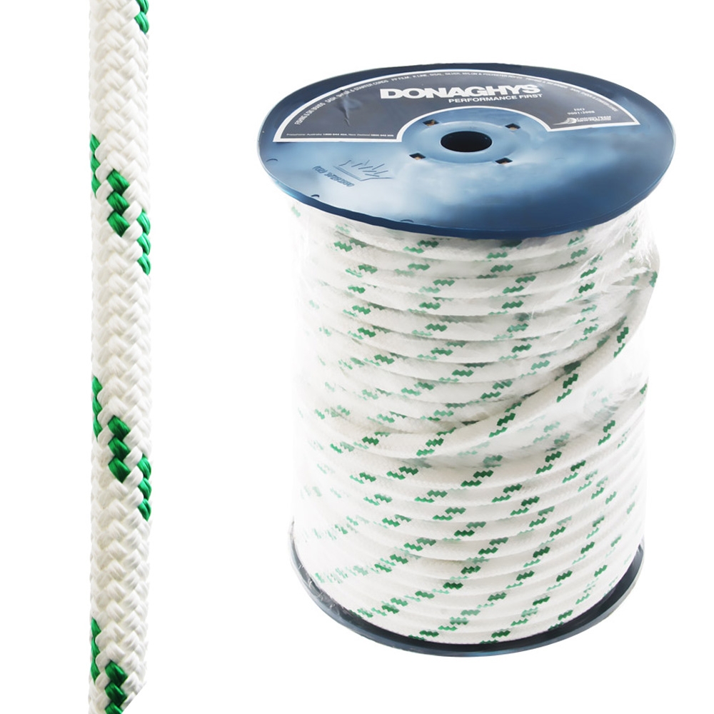 Donaghys Yachtmaster XS Cruising Braid Rope 14mm x 1m Green Fleck