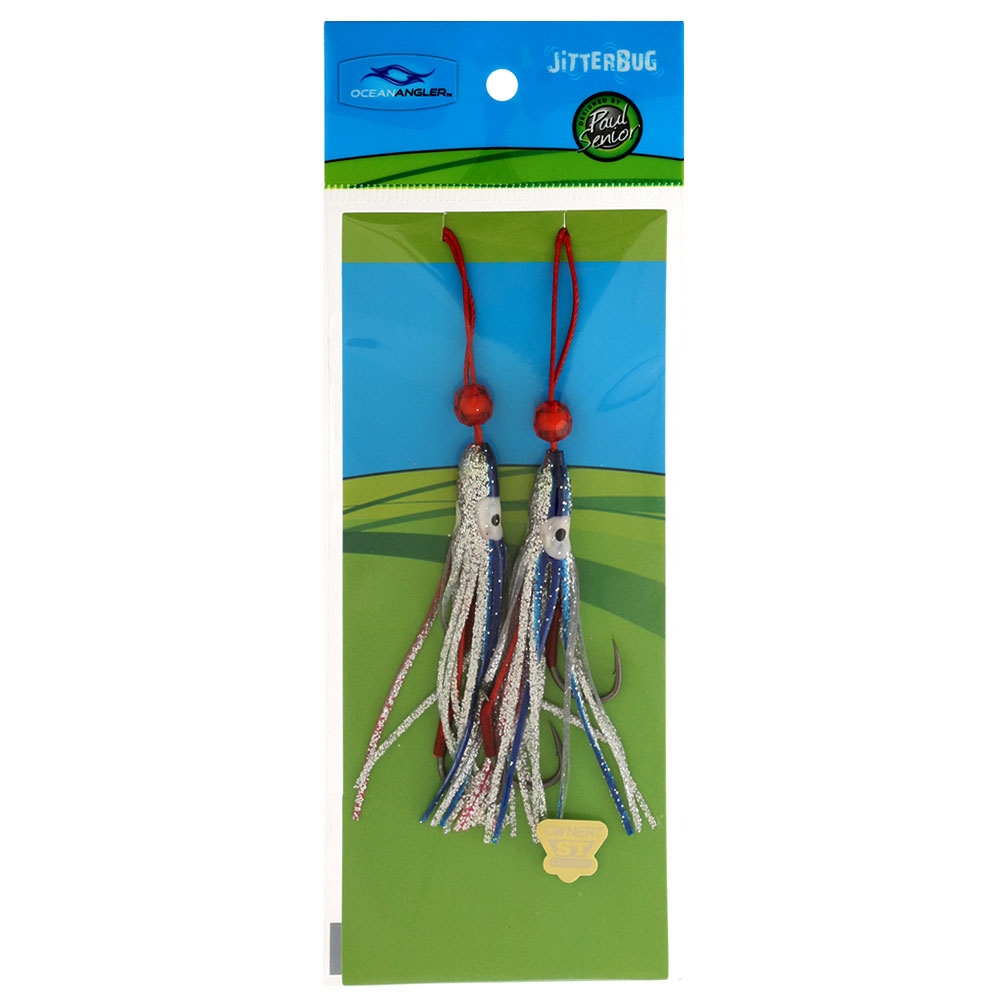 Ocean Angler Jitterbug Replacement Assist Rigs Qty 2 2.5in Blue Silver
