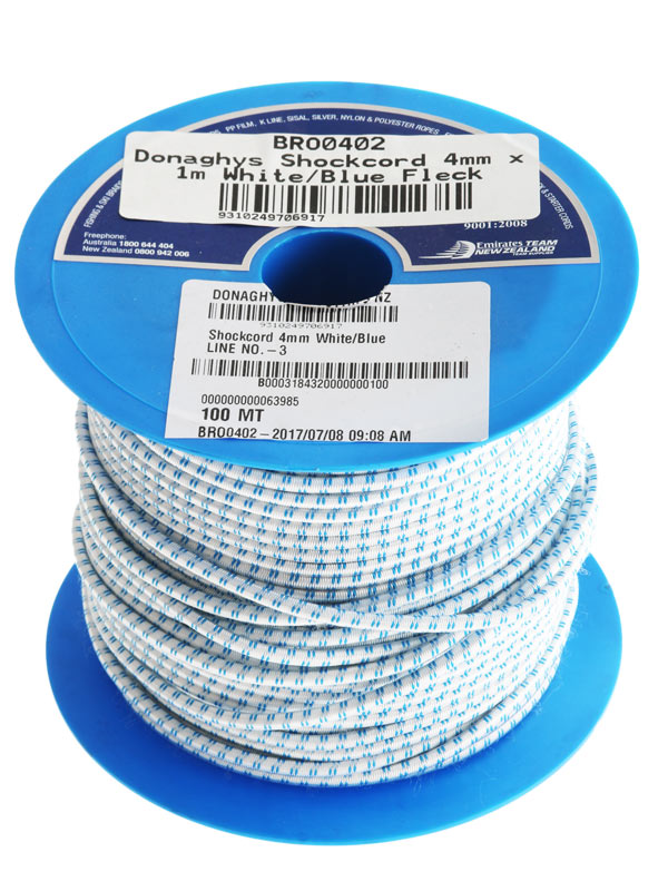 Donaghys Shock Cord 4mm x 1m White/Blue Fleck
