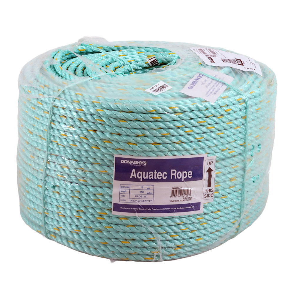 Donaghys Aquatec Rope 3-Strand 12mm x 250m Green with Gold Fleck