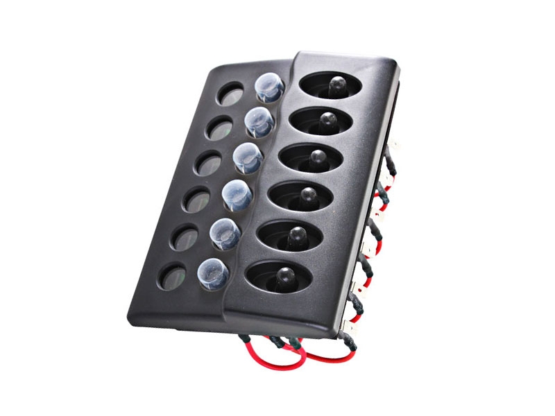 LED 6-Way Switch Panel with 15A Circuit Breakers