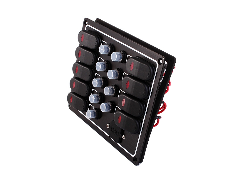 Waterproof Aluminium 9-Way Switch Panel with USB