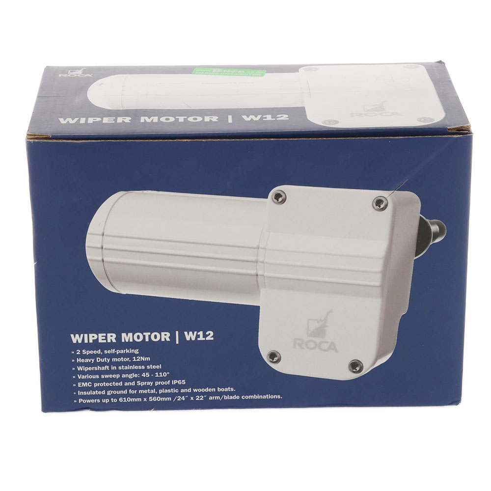 Roca Marine W12 Windscreen Wiper Motor Black 16mm 12v