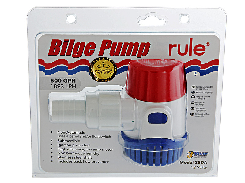 Rule DA Submersible Bilge Pump 12V 25DA 500GPH