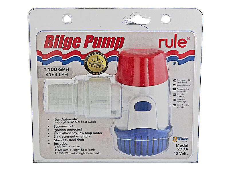 Rule DA Submersible Bilge Pump 12V 27DA 1100GPH