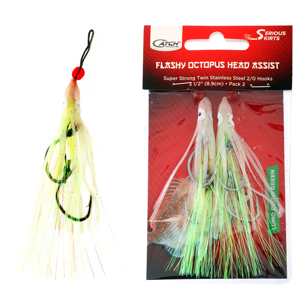 Catch Serious Skirt Assist Rig 3.5in Qty 2 Lumo Glow Green