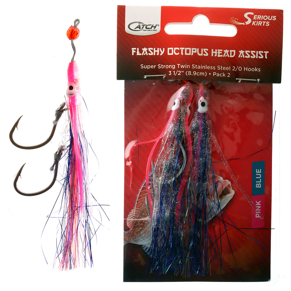 Catch Serious Skirt Assist Rig 3.5in Qty 2 Pink/Clear UV Blue