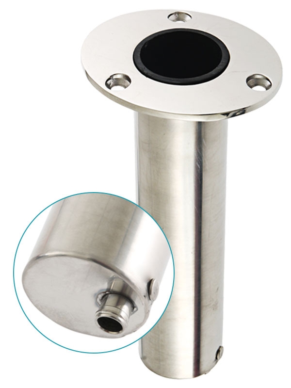 Stainless Steel Angled Rod Holder with Drain - 90 degree