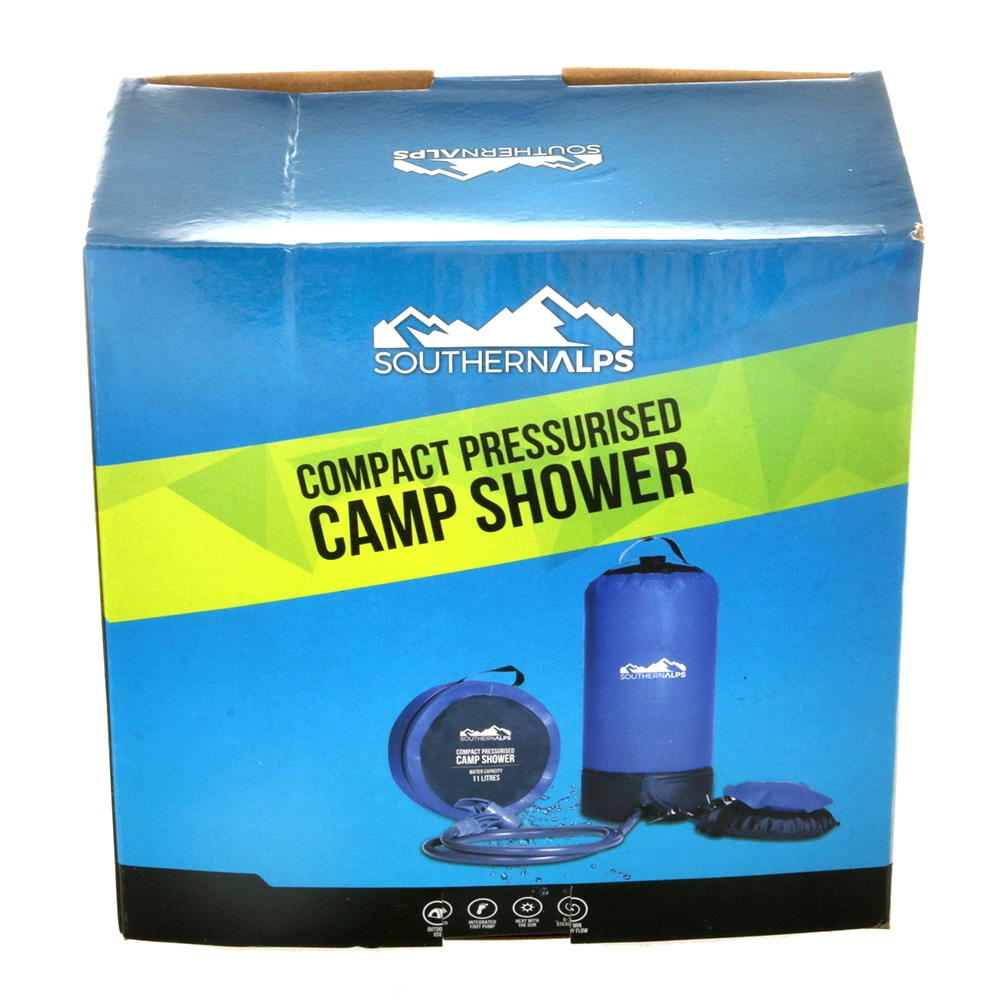 Southern Alps Pressurised Portable Shower with Foot Pump 11L