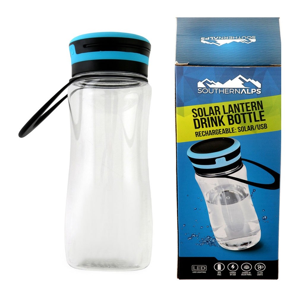 Southern Alps Drink Bottle with USB Solar Rechargeable Lantern 600ml