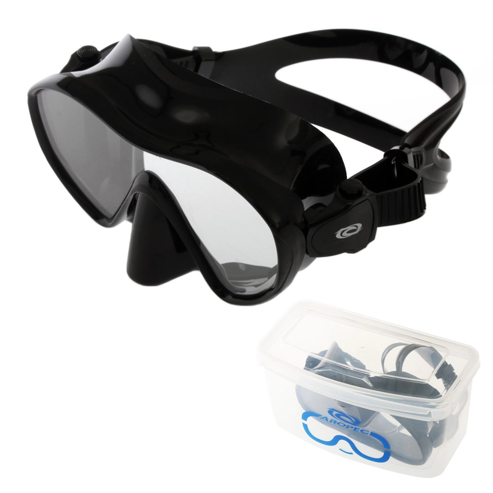 Aropec Schist Single Lens Frameless Adult Dive Mask Black Silicone Aropec Schist Single Lens Frameless Adult Dive Mask Black Silicone