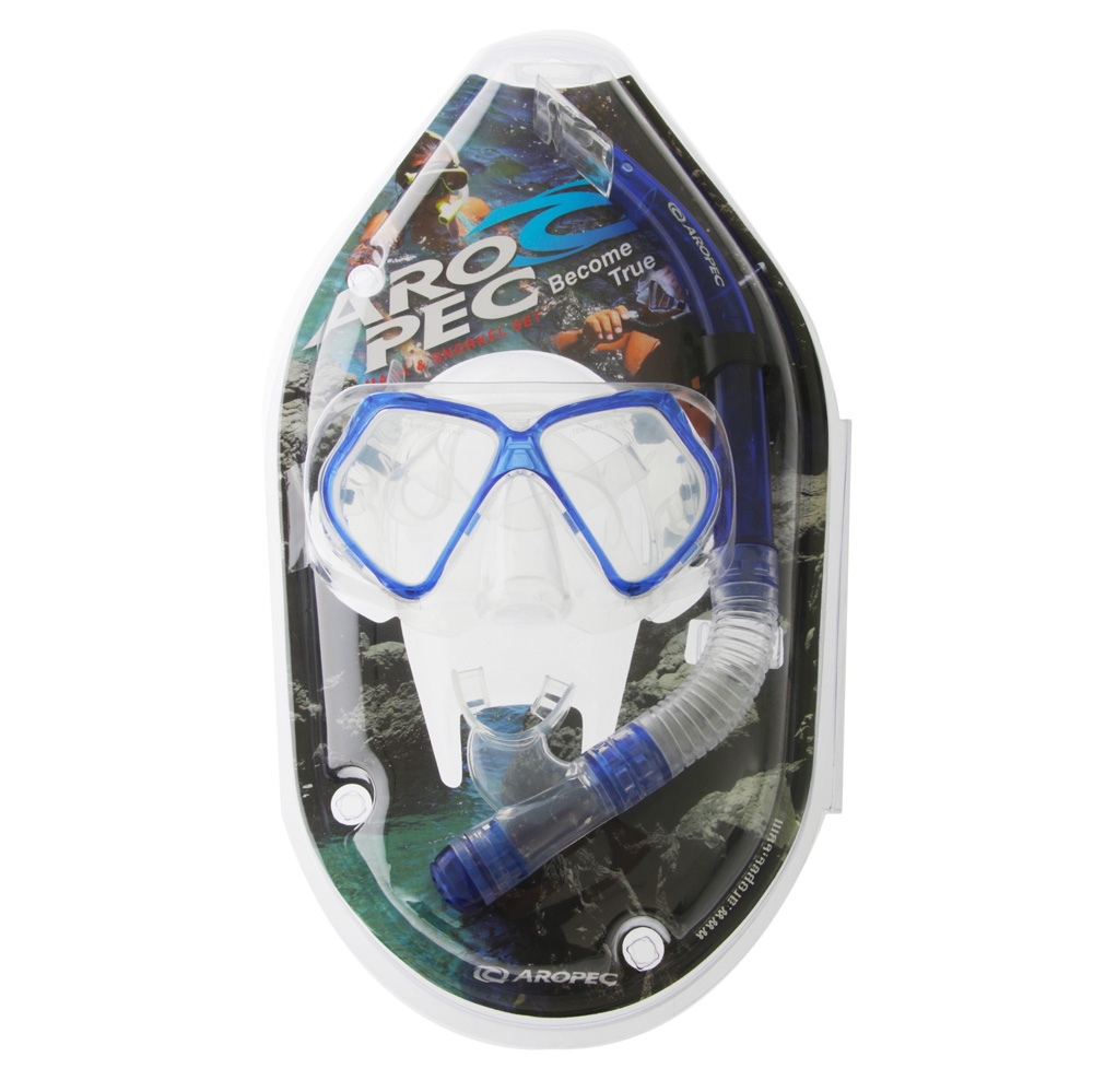 Aropec Premium Silicone Mask and Snorkel Set Blue