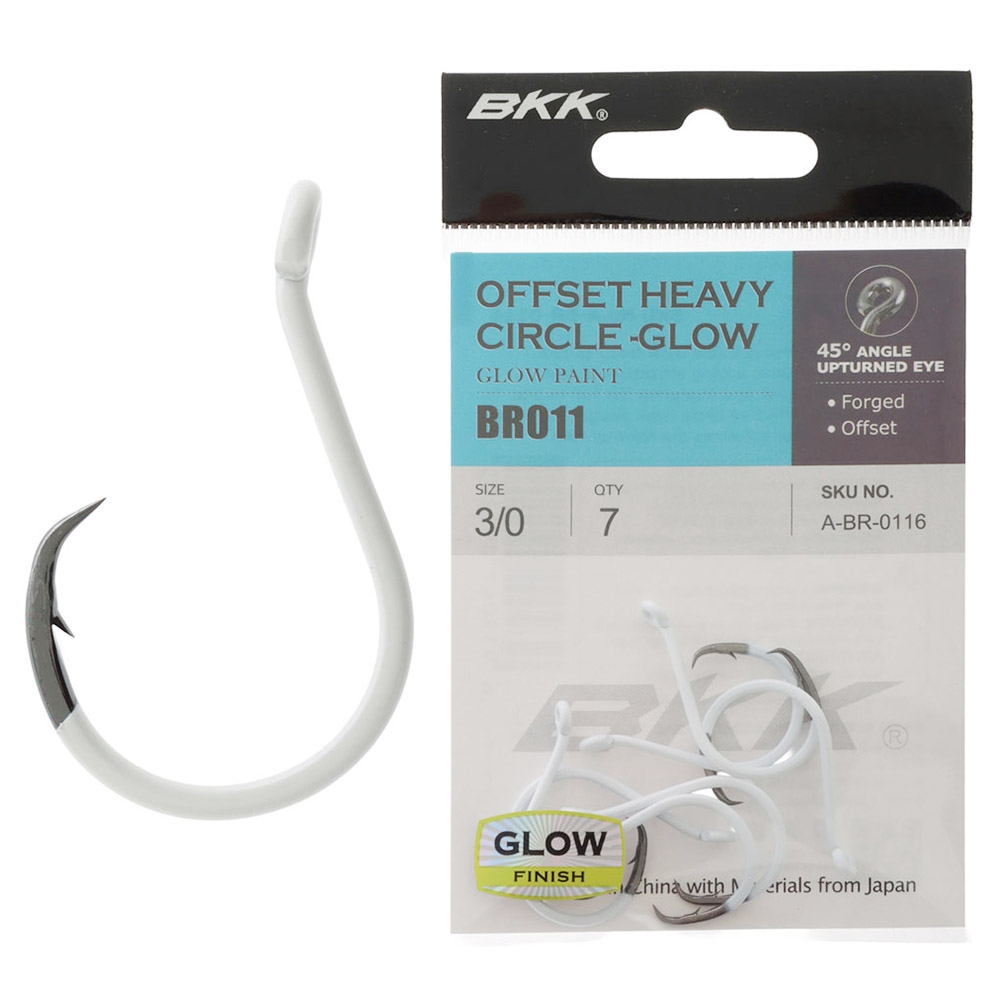 BKK Heavy Circle Hooks Glow 3/0 Qty 7