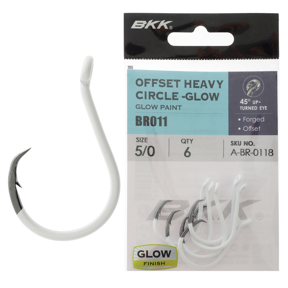 BKK Heavy Circle Hooks Glow 5/0 Qty 6