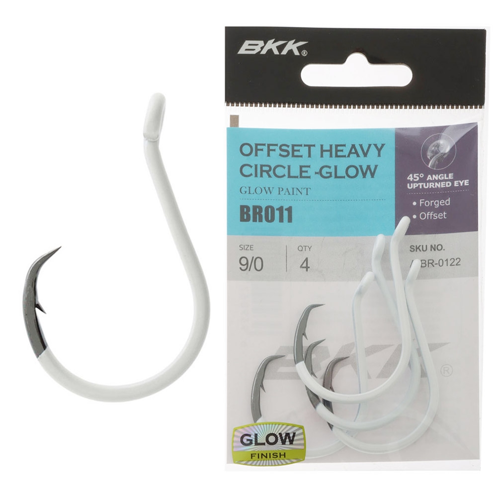BKK Heavy Circle Hooks Glow 9/0 Qty 4