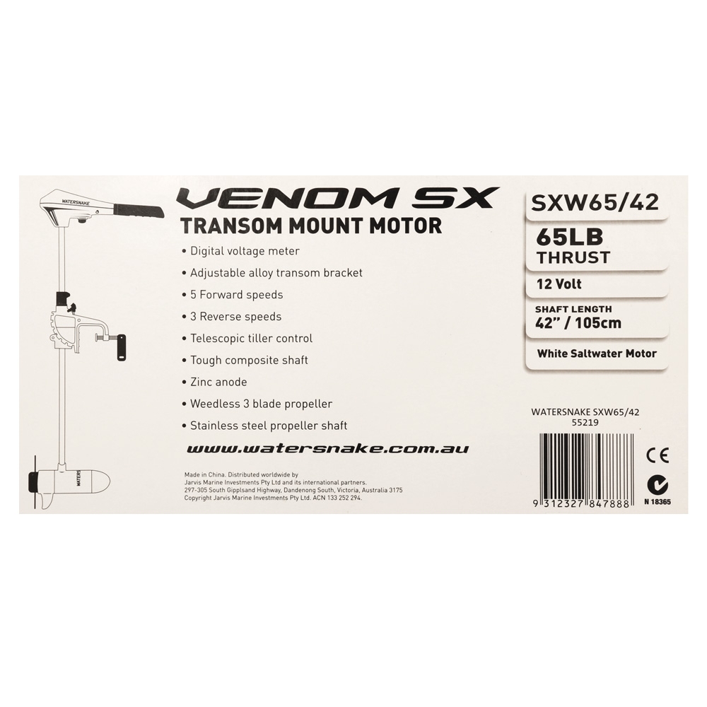 Watersnake Venom SXW Transom Mount Electric Motor 42in 65lb