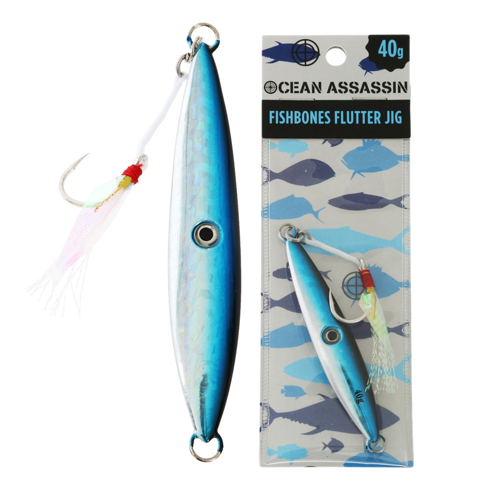 Ocean Assassin Fishbones Flutter Jig Blue 40g