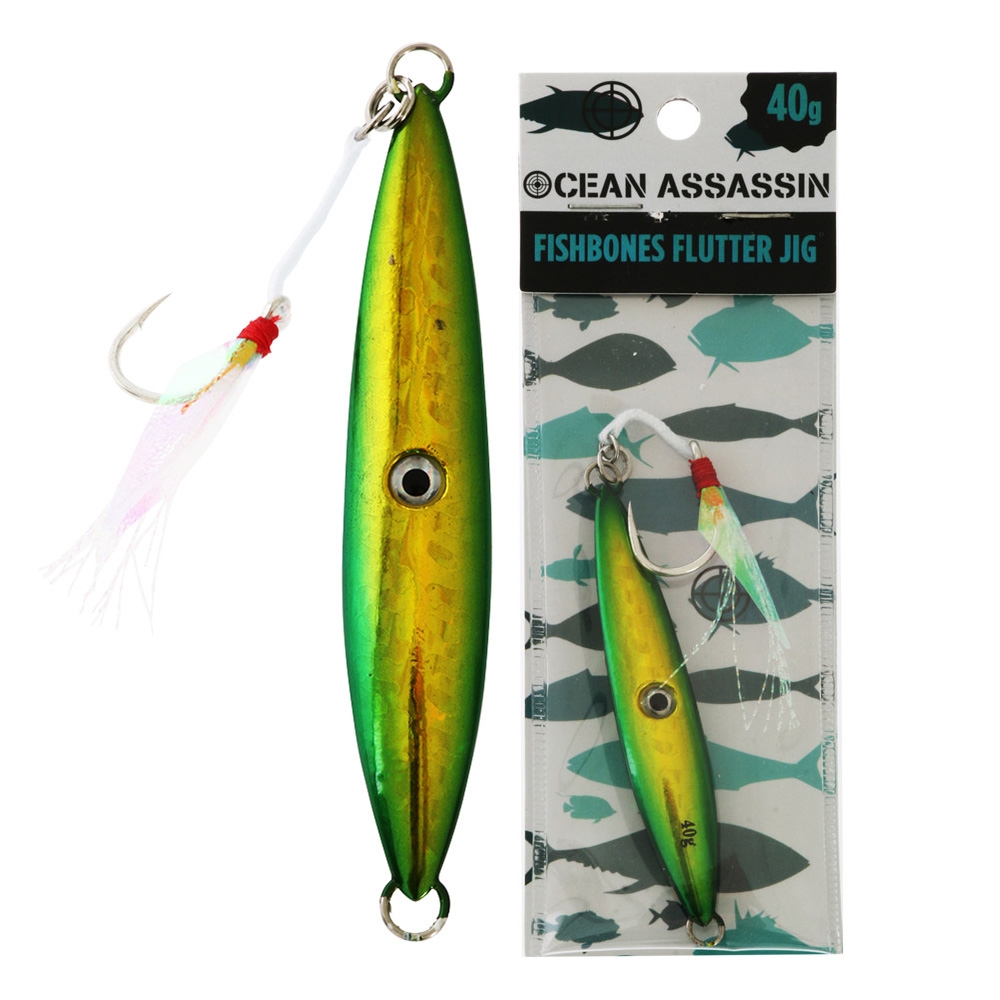Ocean Assassin Fishbones Flutter Jig Green 40g