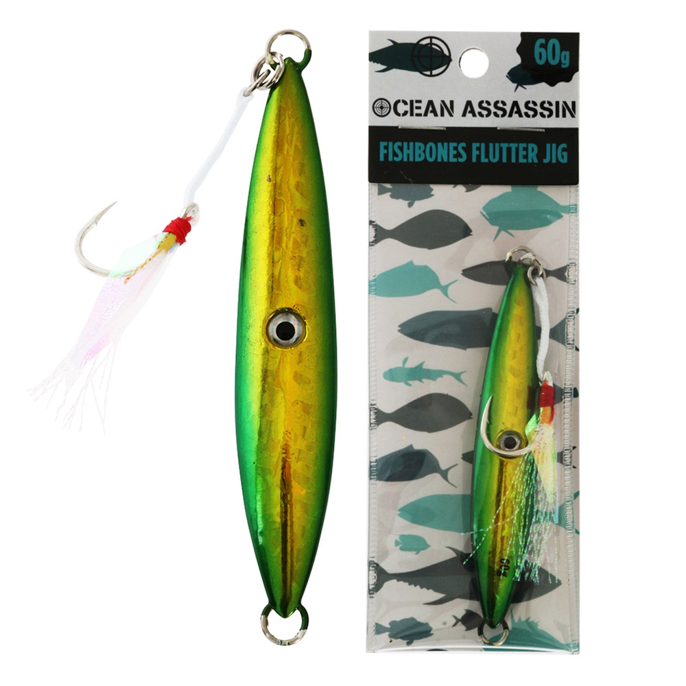 Ocean Assassin Fishbones Flutter Jig Green 60g