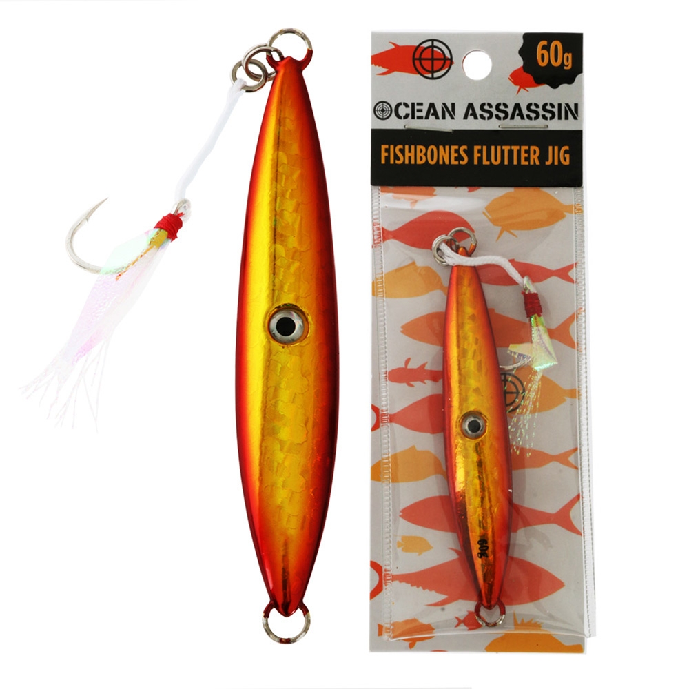 Ocean Assassin Fishbones Flutter Jig Orange 60g