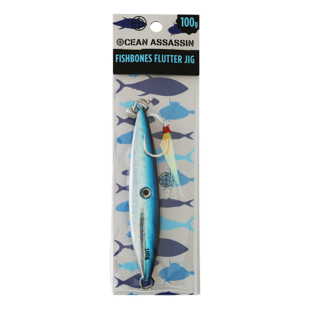 Ocean Assassin Fishbones Flutter Jig Blue 100g