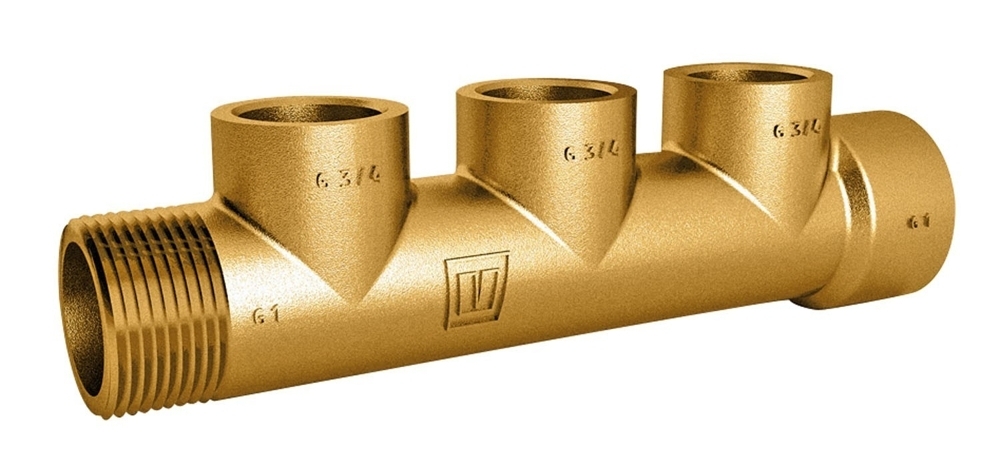 V-Quipment Manifold With 1 X G 3/4 Thread In/Outside and 2 X G 1/2 Thread Inside