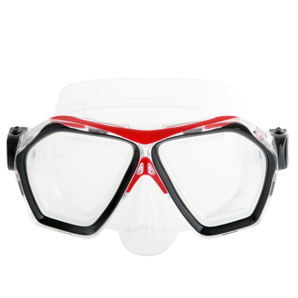 Neptune Signature Adult Dive Mask Clear/Red