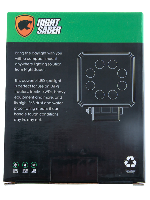 Night Saber 24W ATV LED Square Floodlight 1800lm